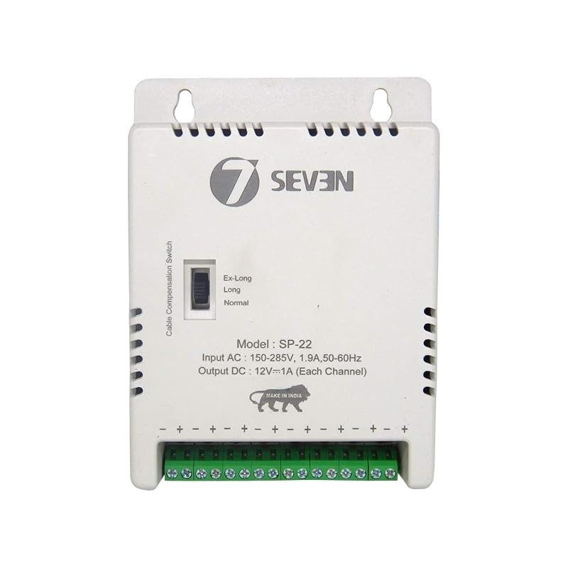 7SEVENÂ® 8 Channel CCTV Power Supply, 12V SMPS with Multi-Port Output for Security Surveillance Cameras, Indoor and Outdoor CCT...