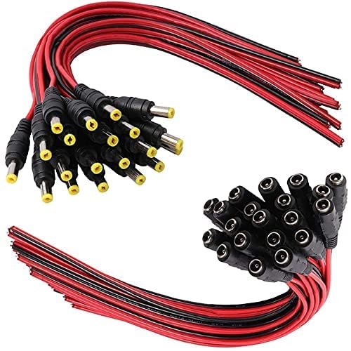 18AWG 10 Pairs DC Power Pigtail DC Cable Male & Female Plug Adapter Connector for CCTV Security Camera Extension Cord (2.1mm x ...