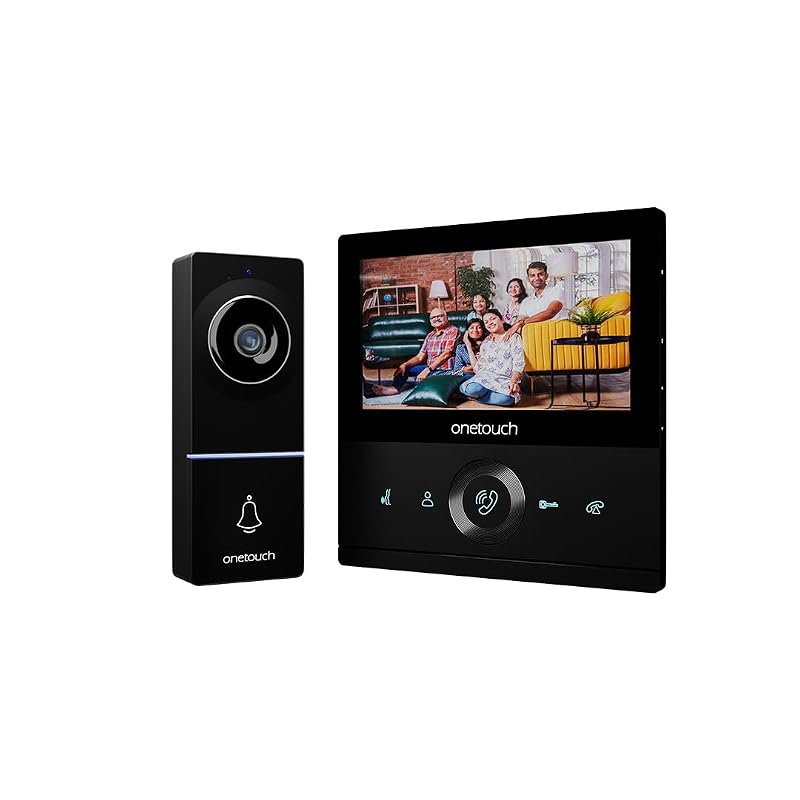 ONETOUCH BIS Certified 7 Inch Analog HD Video Door Phone with Monitor, Wired Video Intercom, SD Card Recording, 2MP Wide Angle ...