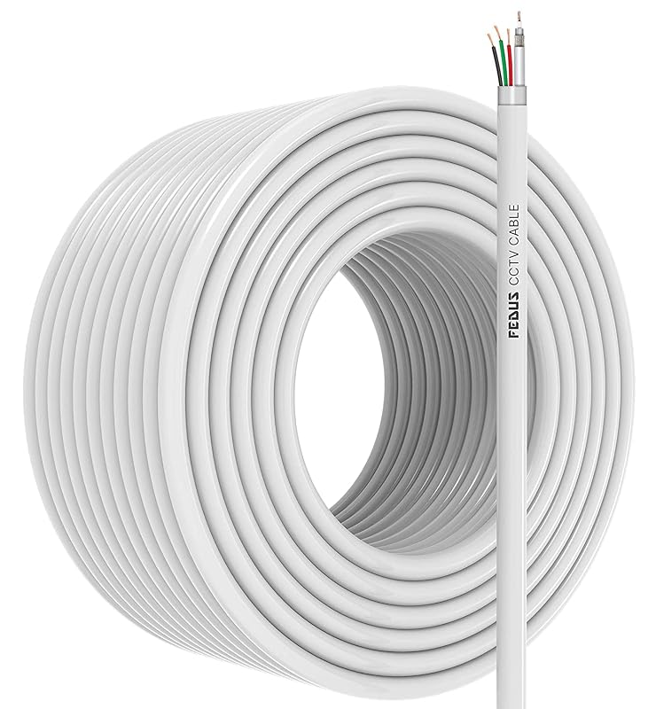 FEDUS 23AWG Pure Copper 3+1 CCTV Camera Coaxial Cable For High-Speed Audio Video Signal BNC Video & Power Cord With Breading Al...
